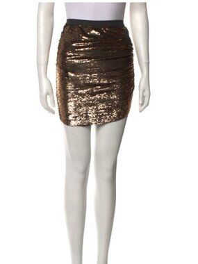 IRO Gold Sequin Metallic Ruched Mini Skirt size 4. EXCELLENT CONDITION